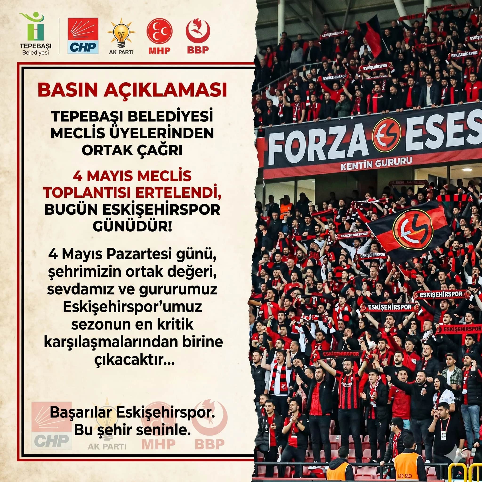 Tepebaşı’nda Ortak İrade: Önce Eskişehir, Önce Eskişehirspor!