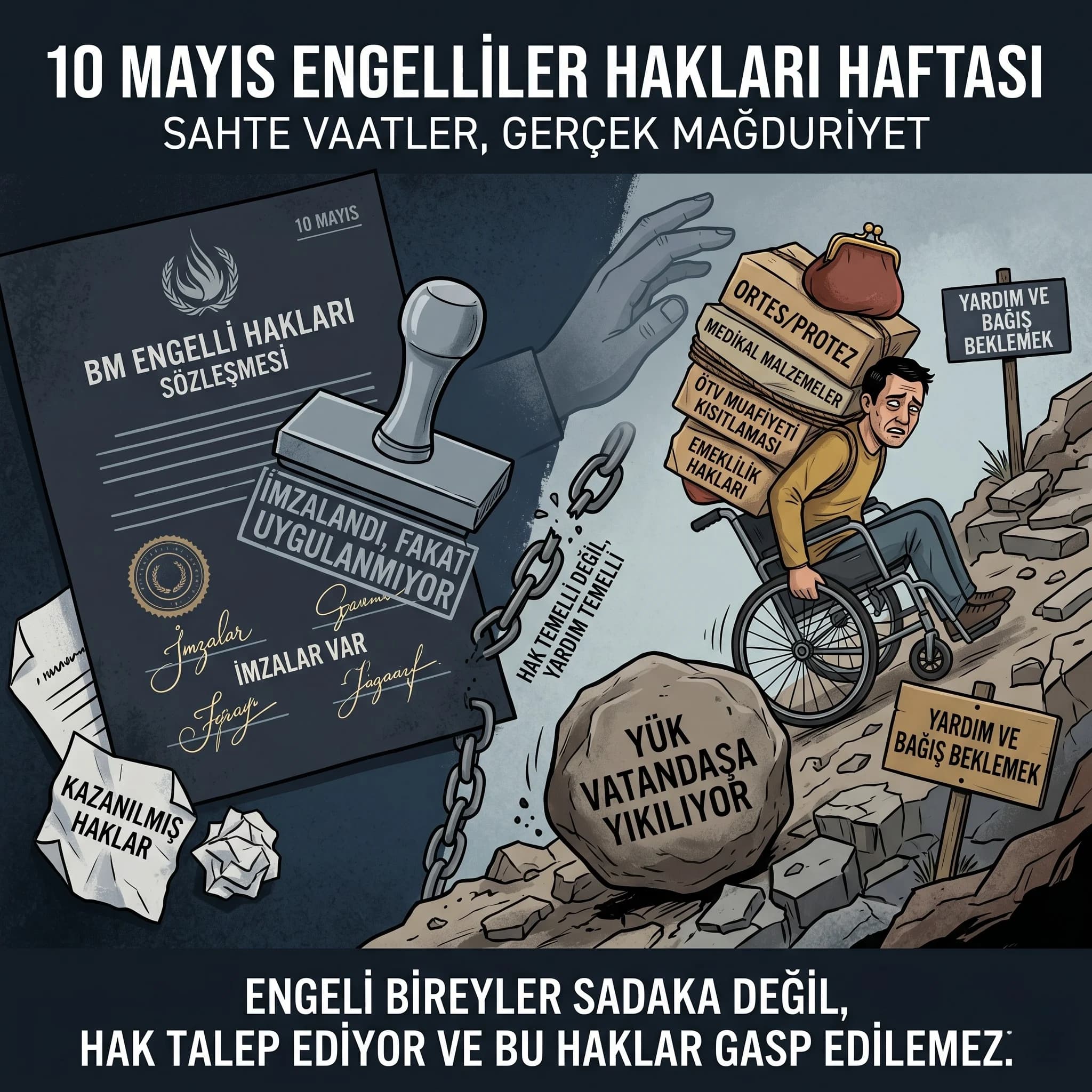 TSD BASIN BÜLTENİ: 10 Mayıs Engelliler Hakları Haftası: İmzalar Var, Haklar Yok; Yük Vatandaşa Yıkılıyor.